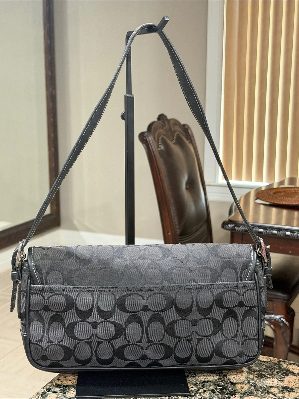 Coach Y2K black Hamptons Flap Baguette bag